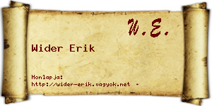 Wider Erik névjegykártya